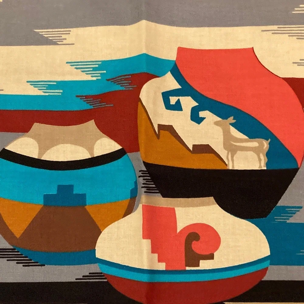 VTG Cranston Print Works Fabric Southwestern Style Pillow Covers Set of 2 15x15